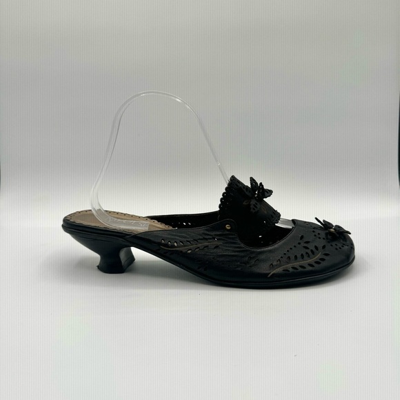 MPULSE DARK BROWN CHOCOLATE MULE  KITTEN HEELS LEATHER SHOE Y2K VINTAGE SHOES 40 - Picture 3 of 17